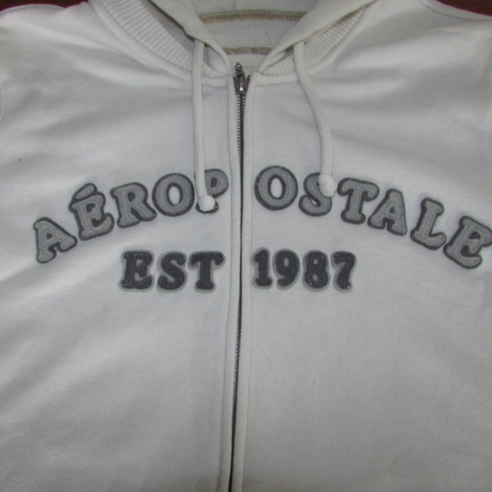 Aeropostale Y2K White Zip Front Hoodie - Picture 4 of 13